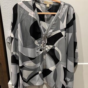 Michael Kors Women's Geometric Black and Gray Blouse